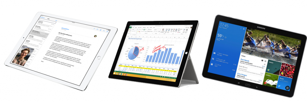 iPad Pro, Surface Pro 3 and Galaxy Note Pro